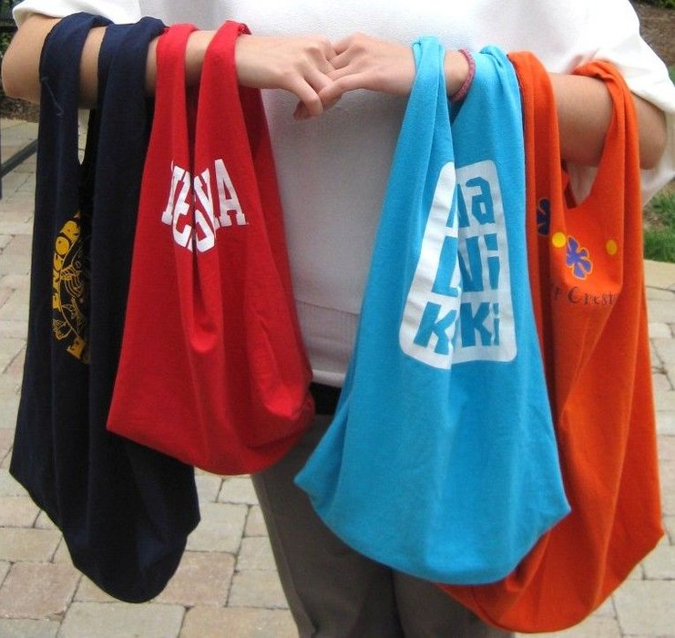 T-shirts made into shopping bags