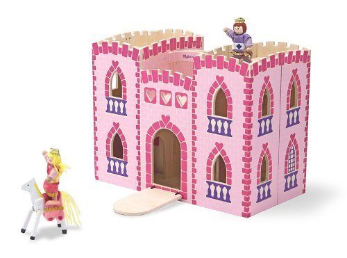 Melissa & Doug Fold and Go Wooden Princess Castle with Play Figures