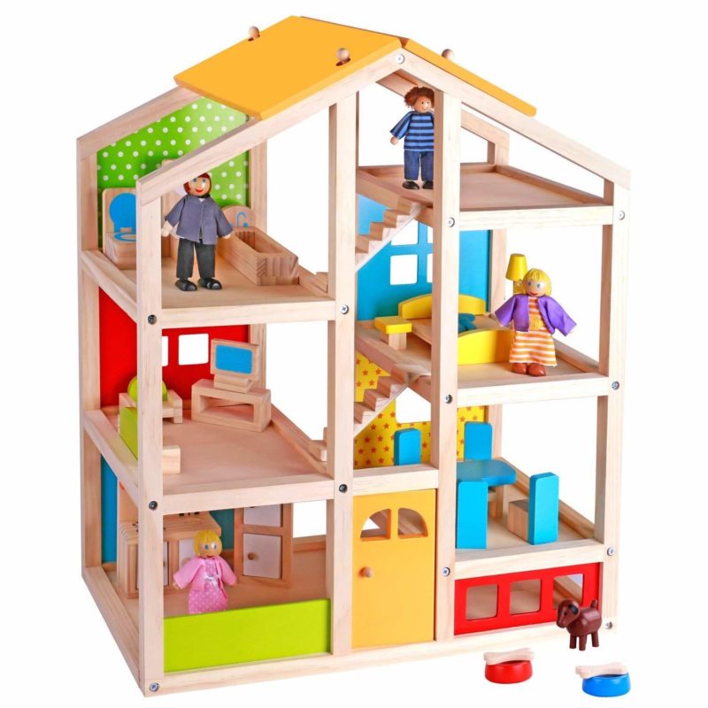 Pidoko Kids Skylar Dollhouse with 20 pcs Furniture