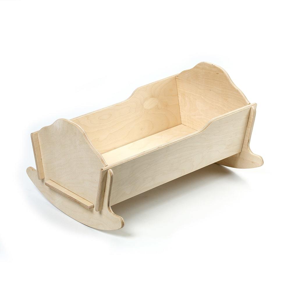 Collapsible wooden cradle for dolls
