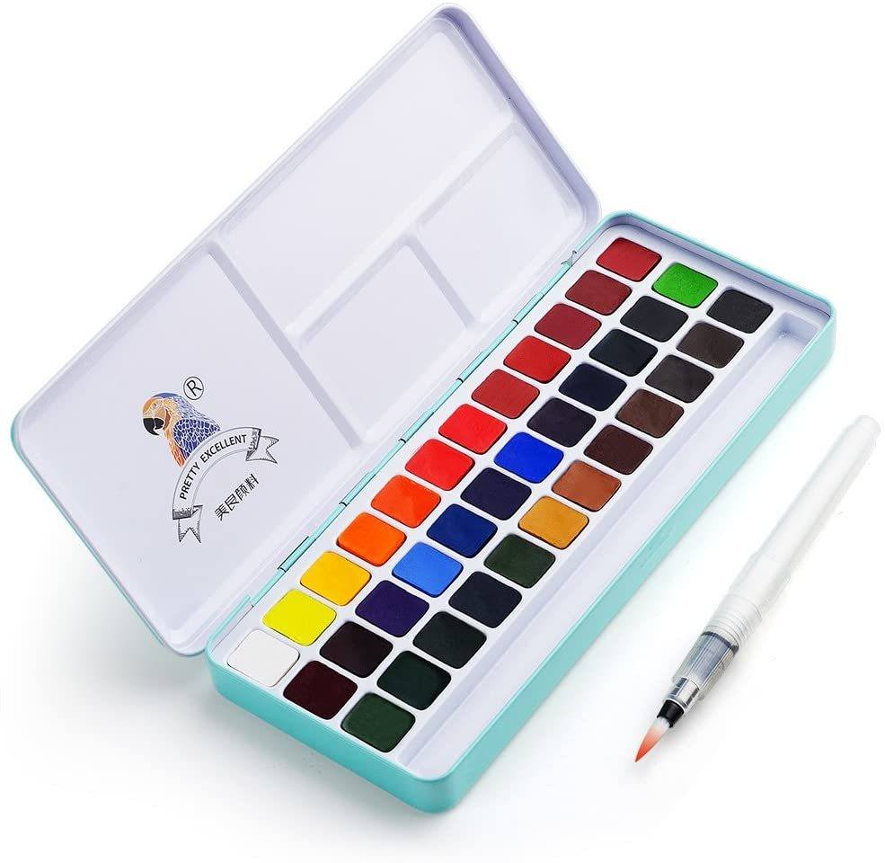Crafter's Closet 4.75 x 9 Plastic Folding Artist Paint Palette with Easy  Grip Opening and Paint Brush Holders